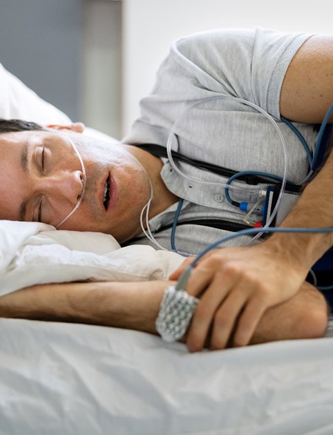 a man having a sleep test done